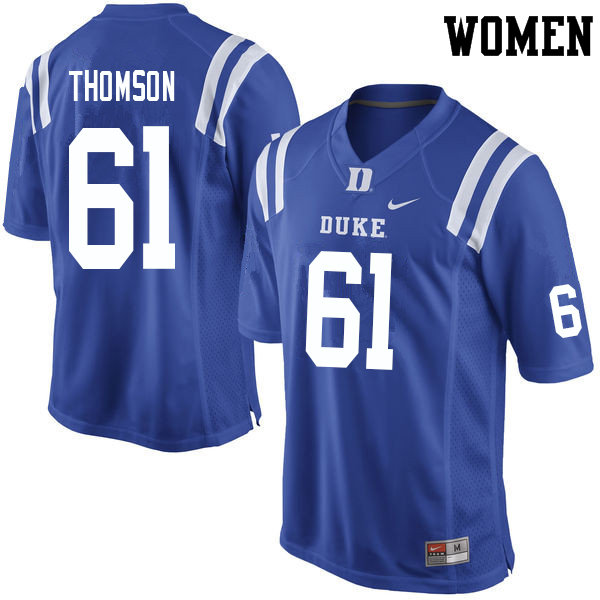 Women #61 Zach Thomson Duke Blue Devils College Football Jerseys Sale-Blue